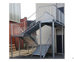 Metal Staircase Factory Produce Straight Iron Stairs With Vertical Post Railing Fence
