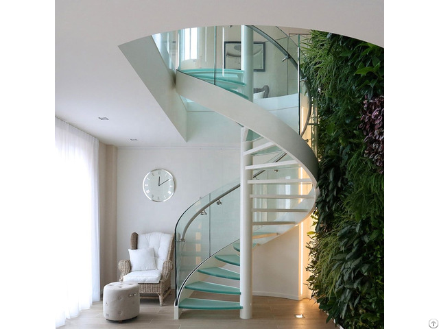 Customize Laminated Glass Treads Spiral Staircase