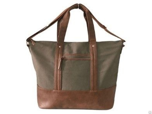 Canvas With Leather Bottom Duffle Bag