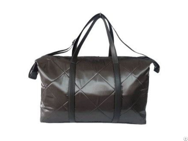 Satin Quilting Leather Handle Travel Duffle Bag