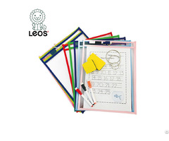 School Supplies Reusable Dry Erase Pockets With Pen Holder For Kids