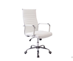 Wholesale Height Adjustable High Back White Leather Swivel Office Chair