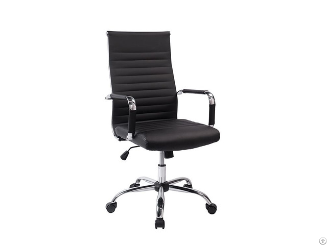 Wholesale Height Adjustable High Back Black Leather Swivel Office Chair