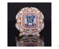 Asscher Cut Blue Diamond Color Moissanite 10k Rose Gold Engagement Ring