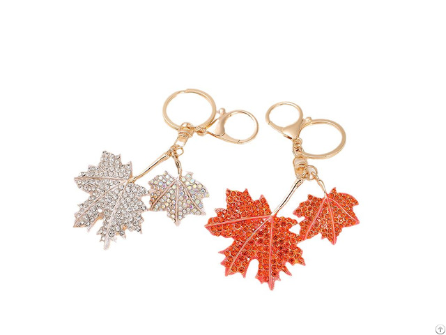 Plant Inspired Rhinestone Zinc Alloy Keychain