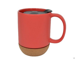 Custom Red Matte Ceramic Cork Coffee Mugs With Lid Manufacturer