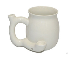 White 15oz Ceramic Pipe Mugs Customizable Logo Cut Tobacco Coffee Cups