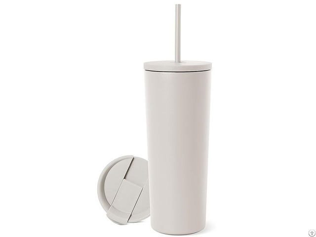 Customized Round Travel Insulated Stainless Steel Coffee Mug With Straw