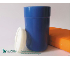 Custom Blue Insulated Padded Straight Ceramic Coffee Mug With Lid