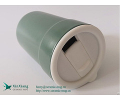 12oz Green Ceramic Travel Coffee Mug With Insulated Sleeve Manufacturer
