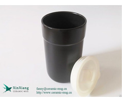 Customized Black Glossy Ceramic Coffee Mug With Insulated Cushion