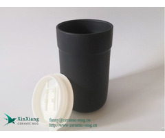 Wholesale Black Matte Ceramic Coffee Mug Without Handle With Insulated Cushion