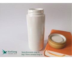 Custom Double Wall Pearl Glaze White Travel Ceramic Coffee Mugs