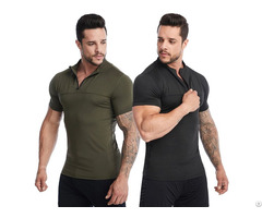 Half Zip Short Sleeves Running Clothing Gym Athletic Outfits Dry Fit Sportswear T Shirt
