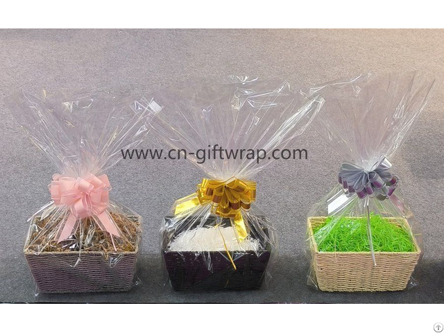 Paper Woven Basket Of Set Cello Bag Tissue Shred Pull Bows