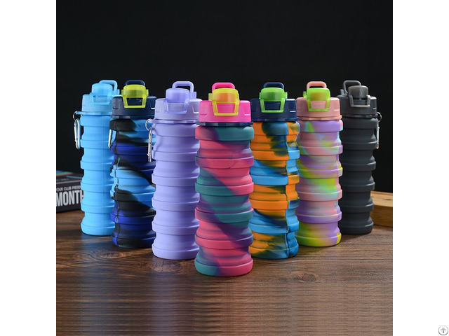 Collapsible Water Bottles Silicone Travel Bottle 16 Oz Reusable Leak 500ml