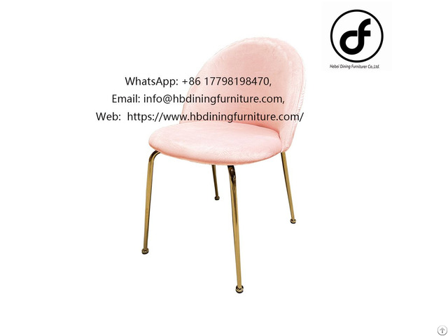 Pink Metal Leg Velvet Dining Chair