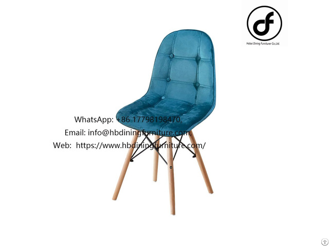 Wooden Leg Velvet High Back Dining Chair