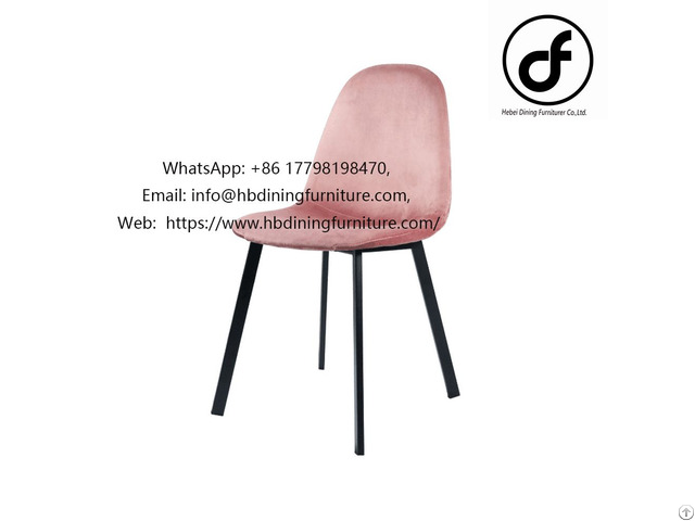 Metal Leg Pink Velvet High Back Dining Chair