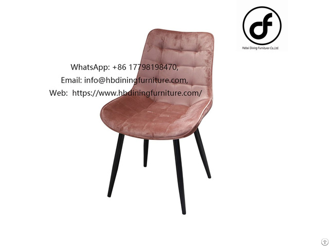 Metal Leg Pink Velvet Dining Chair