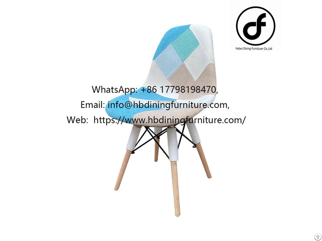 Spliced Fabric Wooden Leg Dining Chair