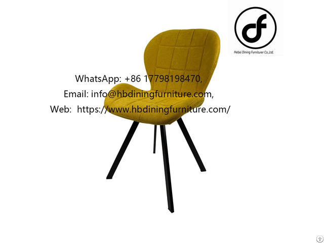 Fabric Wooden Leg Yellow Dining Chair