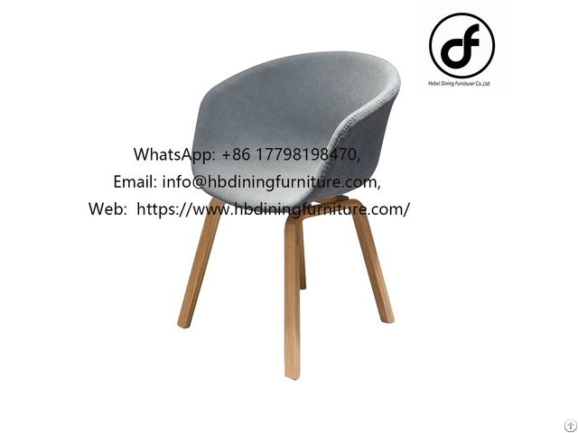 Fabric Wood Leg Armrest Dining Chair