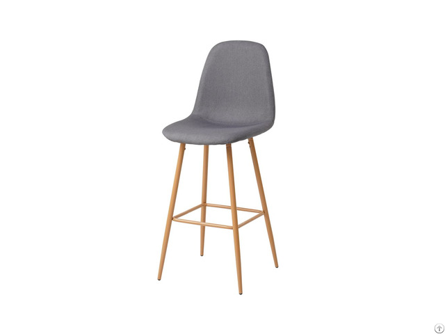 Fabric High Bar Chair Solid Color Wooden Legs Db F05