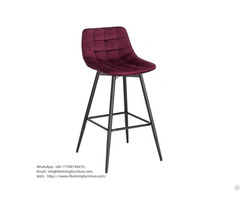 Upholstered Bar Chair High Leg Check Soft Fabric Db R08