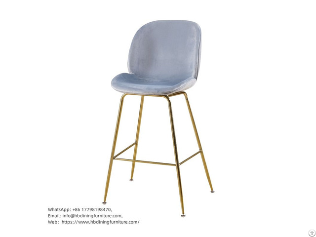 Velvet Bar Chair Hotel High Metal Legs Db R30