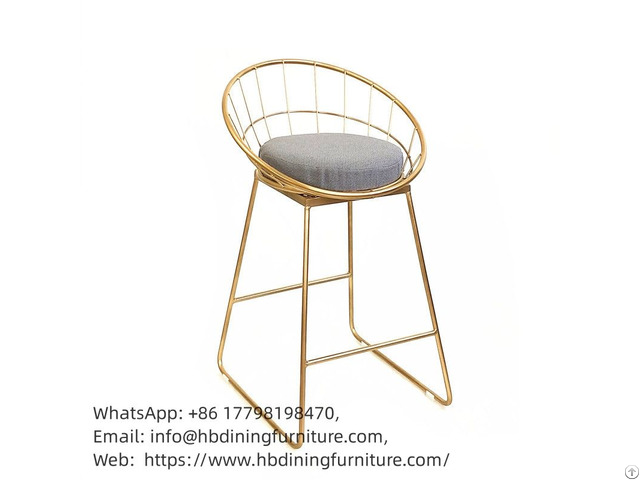 Metal Bar Chair With Gold Painting High Legs Db H09