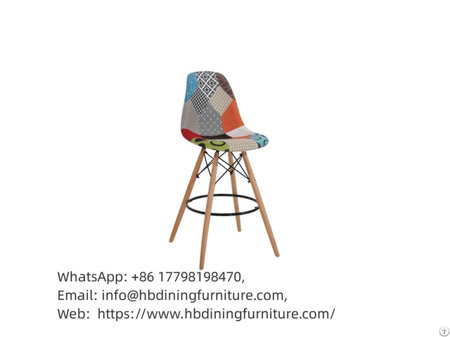 Spliced Fabric High Bar Chair With Beech Legs Db F01