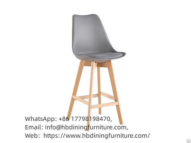 Wooden Leg Bar Chair With Plastic Seat Db P03