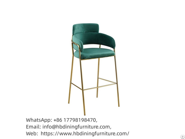 Velvet Armrest Bar Chair With Metal Legs Db R02