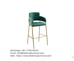 Velvet Armrest Bar Chair With Metal Legs Db R02