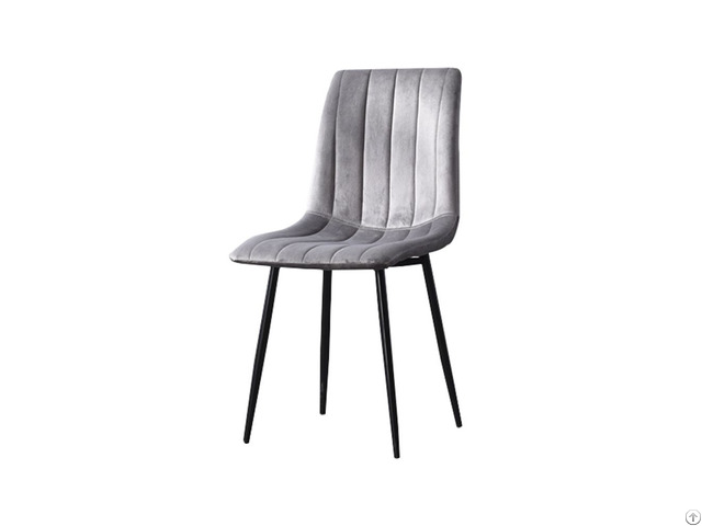 Velvet Dining Chair Striped Cushion Metal Legs Dc R15