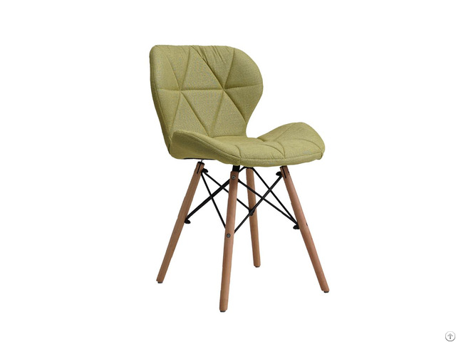 Fabric Line Upholstered Dining Chair With Wooden Legs Dc F06