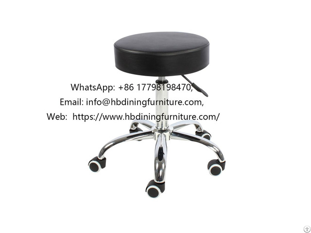 Black Leather Swivel Five Prong Office Stool