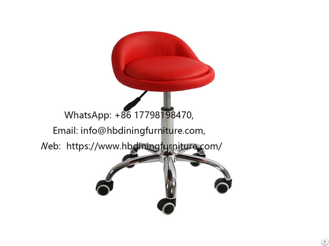 Red Leather Swivel Five Prong Office Stool