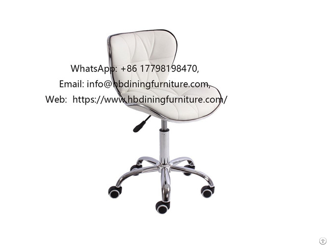 Metal Base Leather Swivel Five Prong Office Stool