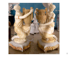 Factory Supplie Marble Flower Pots With Lady Statues For Outdoor Garden And Home Decor