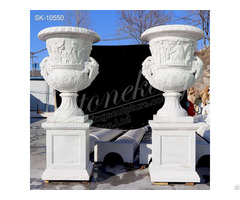 Manufacturer Outdoor Large White Marble Planter Pots For Garden And Courtyard Decor