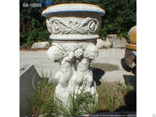 Wholesale Marble Planter Pots With Cherub Statues For Outdoor Garden And Home Decor