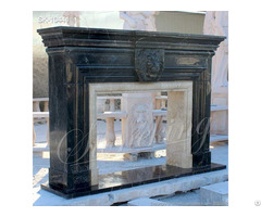 Wholesale Black Marble Fireplace Mantel Surround With Lion Head For Living Room