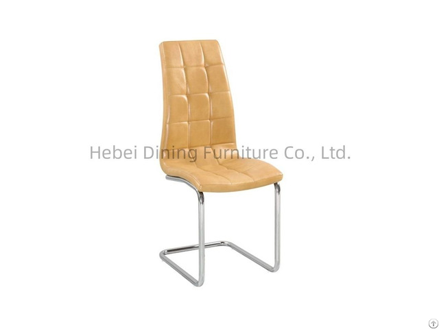 High Back Square Stitch Pattern Pu Leather Seat Dining Chair