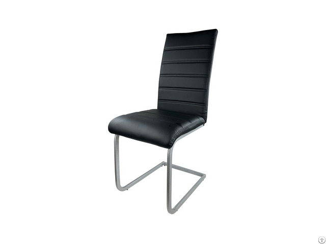 Leather Metal Leg Dining Chair With Perforated Backrest Dc U15