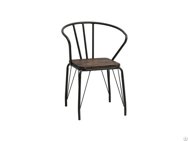 Black Metal And Wood Armchairs Dc M16