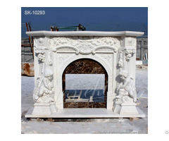 Luxury White Marble Fireplace Mantel Surround With Cherubs For Home Decor Factory Supplier