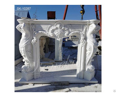 Beautiful White Marble Fireplace Mantel Surround With Cherubs For Living Room