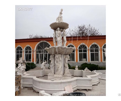 Large White Marble Water Fountain With Greek Statues For Outdoor Garden And Courtyard Decor